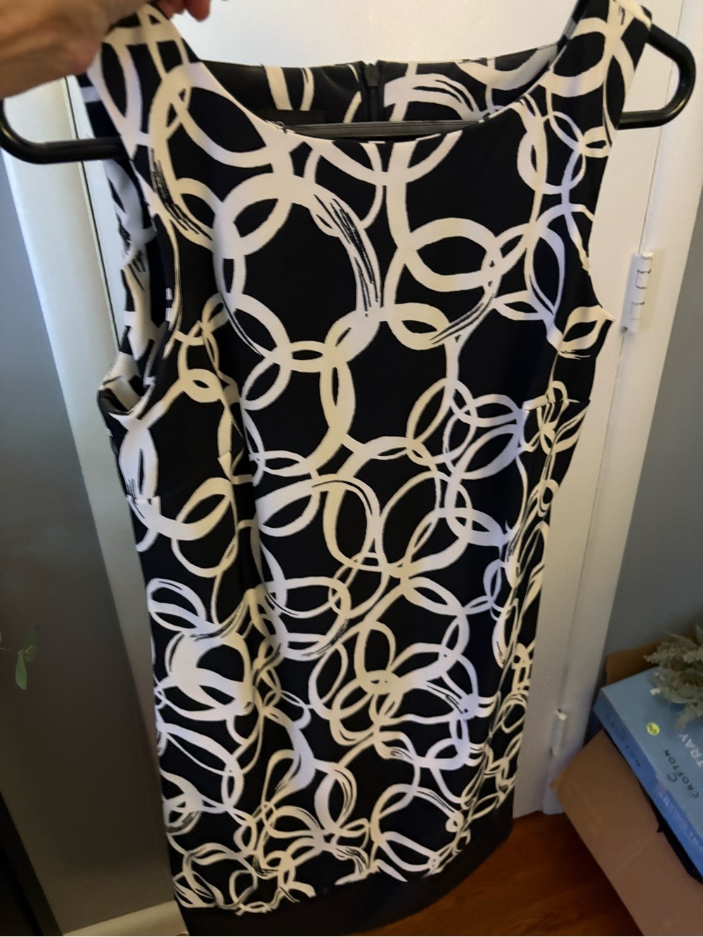 AGB Black and White Sleeveless Dress with Circle Print